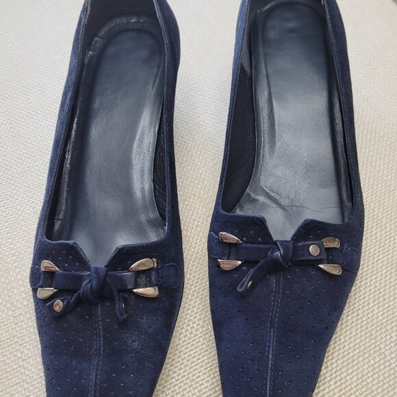 Stuart Weitzman Navy Suede Pumps Size 8M - Picture 2 of 10